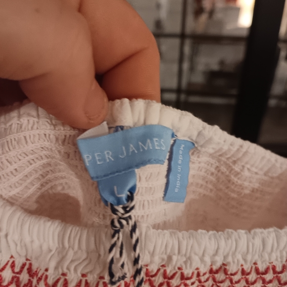 Draper James, Embroidered Blouse, size- L,  White, Red, and Blue, NWT - Picture 4 of 5